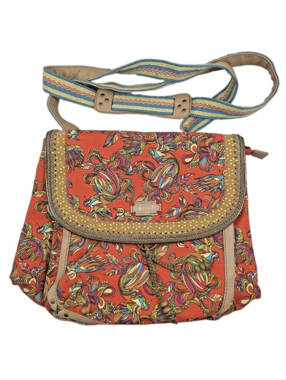Sakroots Artists Circle Cayenne Treehouse Birds Convertible Crossbody Backpack